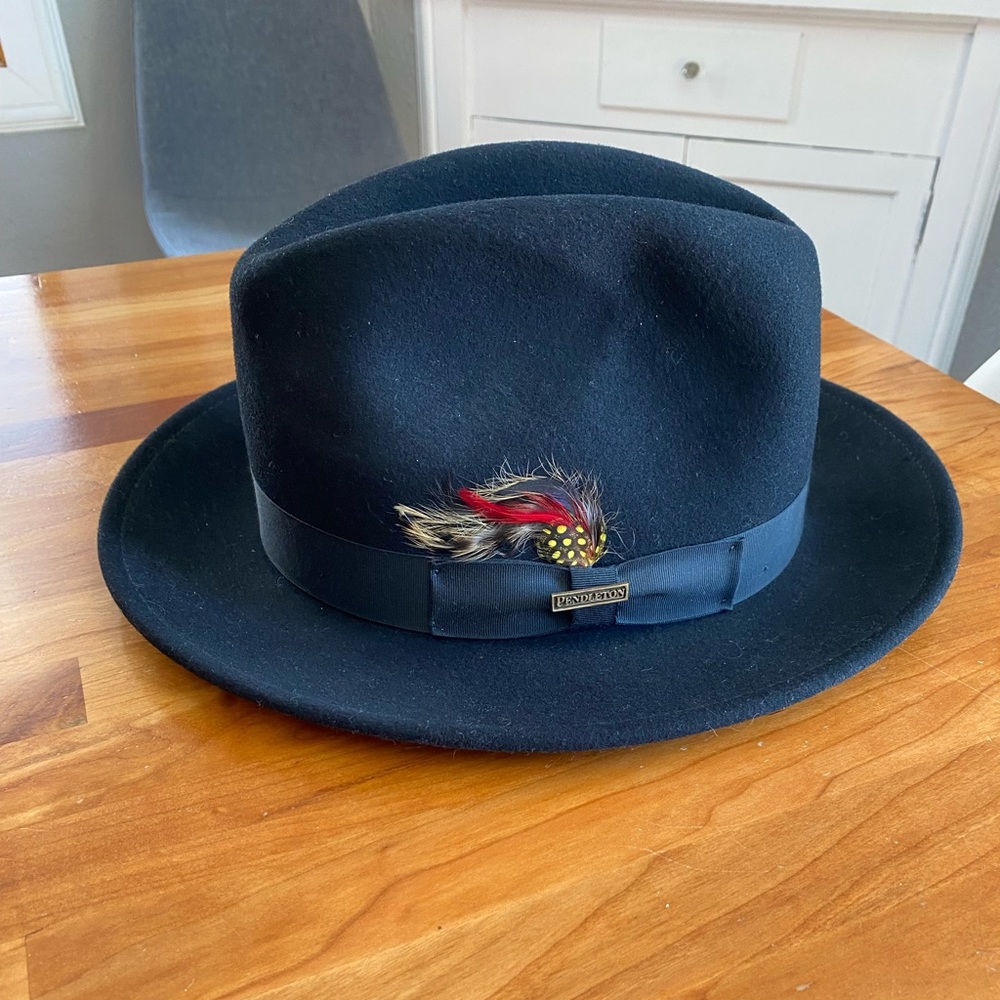 Pendleton Wool Fedora Hat Black Nice Medium - image 1